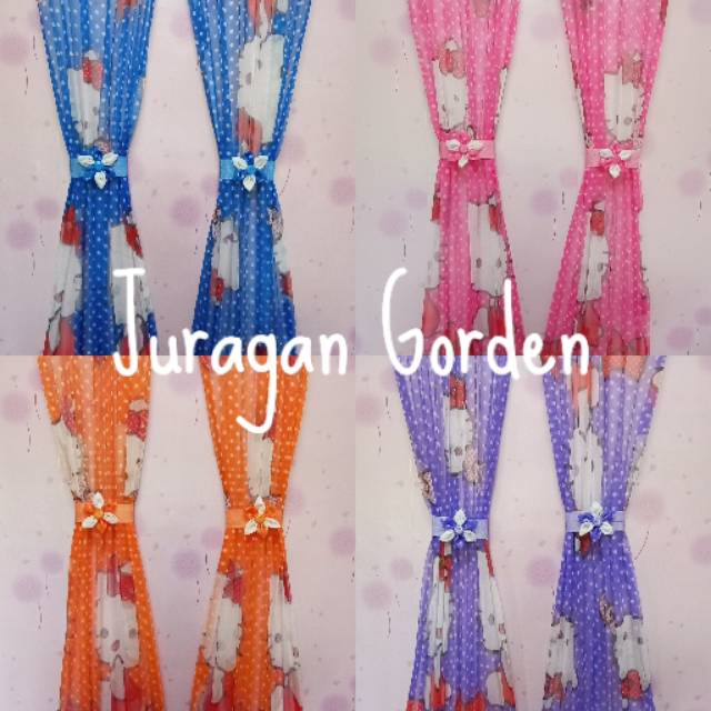 Gorden jendela minimalis ikat kupu kupu varian hello kitty Doraemon