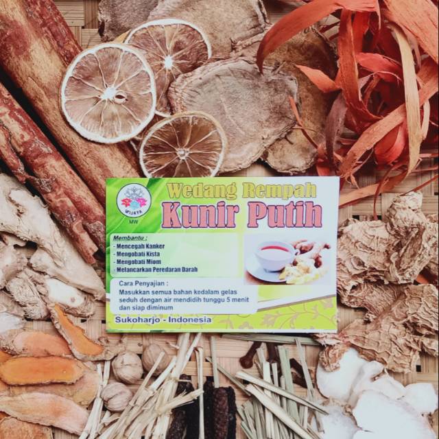 

Wedang Kunir Putih Khas Solo Wijaya MW isi 10 pcs include Gula Batu