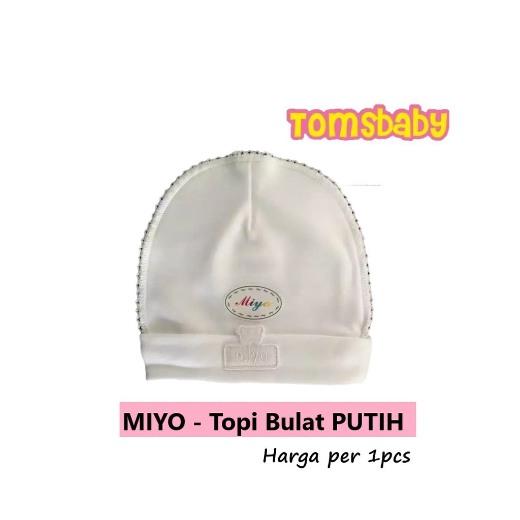 MIYO 1pcs Topi Bulat PUTIH POLOS