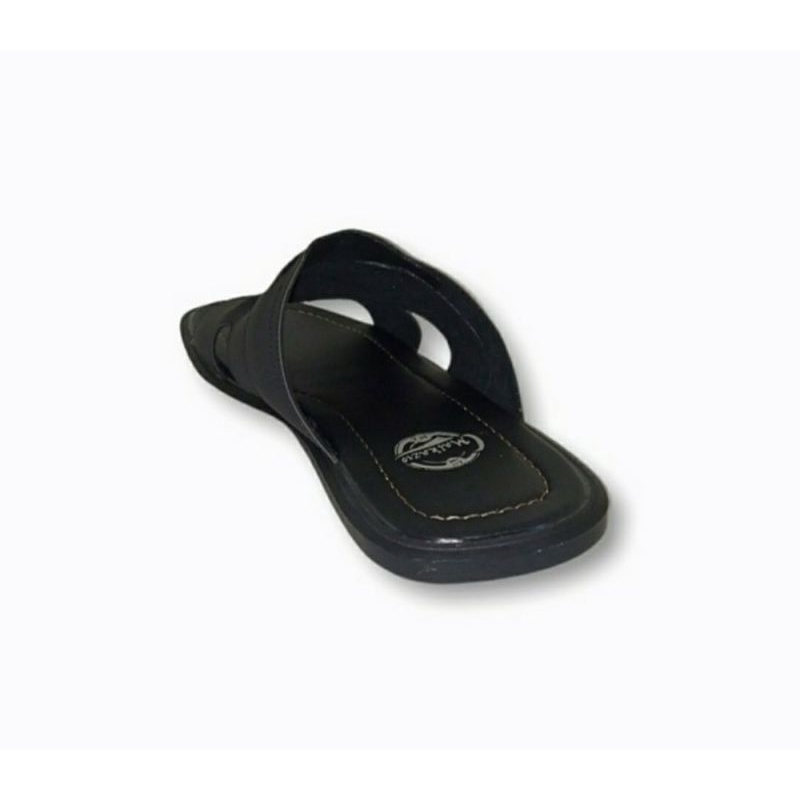 Sandal Kulit Makazi-2 Big Size 44-45-46-47 Sendal Slide Slop Size JUMBO Banget Kaki Gemuk Lebar Hitam, 47