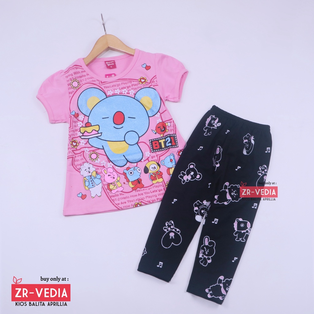 Setelan Plufy Kids uk 3-4 Tahun / Set Kaos Legging Karakter Baju Celana Panjang Anak Perempuan