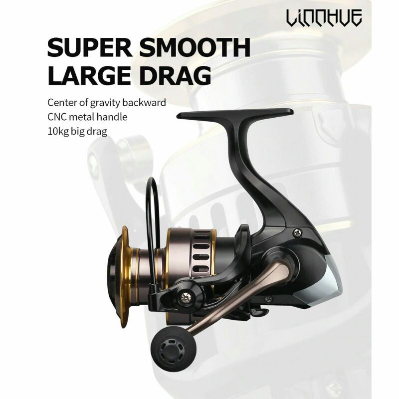 LinnHue HE3000 Series Reel Pancing Fishing Reel 5.2:1 Gear Ratio 10kg - Black