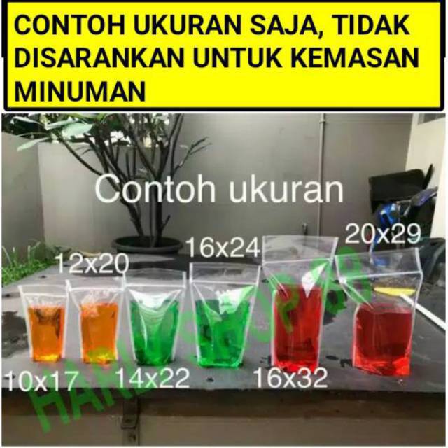 Plastik ziplock standing pouch single seal ukuran 16x24 cm 16x32 cm