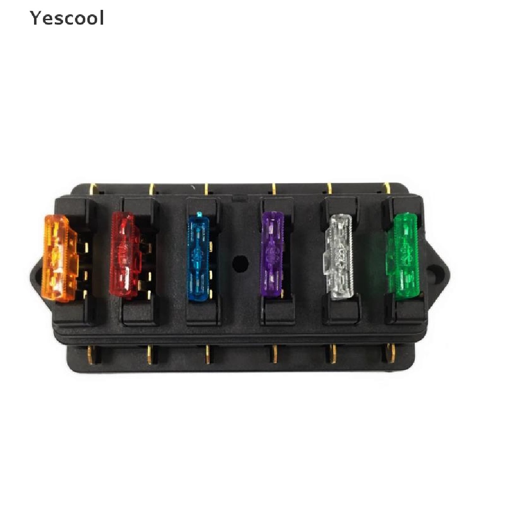 Yescool Kotak Holder Sekring Gepeng Standar ATO 6 Arah DC 12V / 24V Untuk Mobil