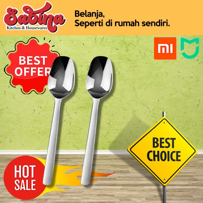 Peralatan Perlengkapan Makan Sendok Spoon Stainless 2 Pcs 20Cm