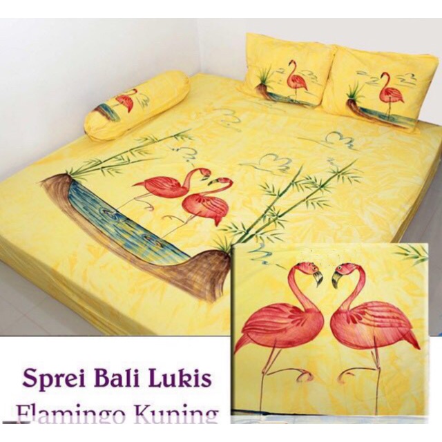 

Sprei lukis bali motif flamingo