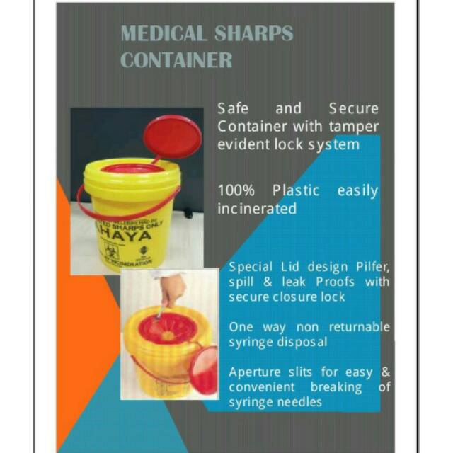 Medical sharp container, tempat pembuangan jarum suntik ...