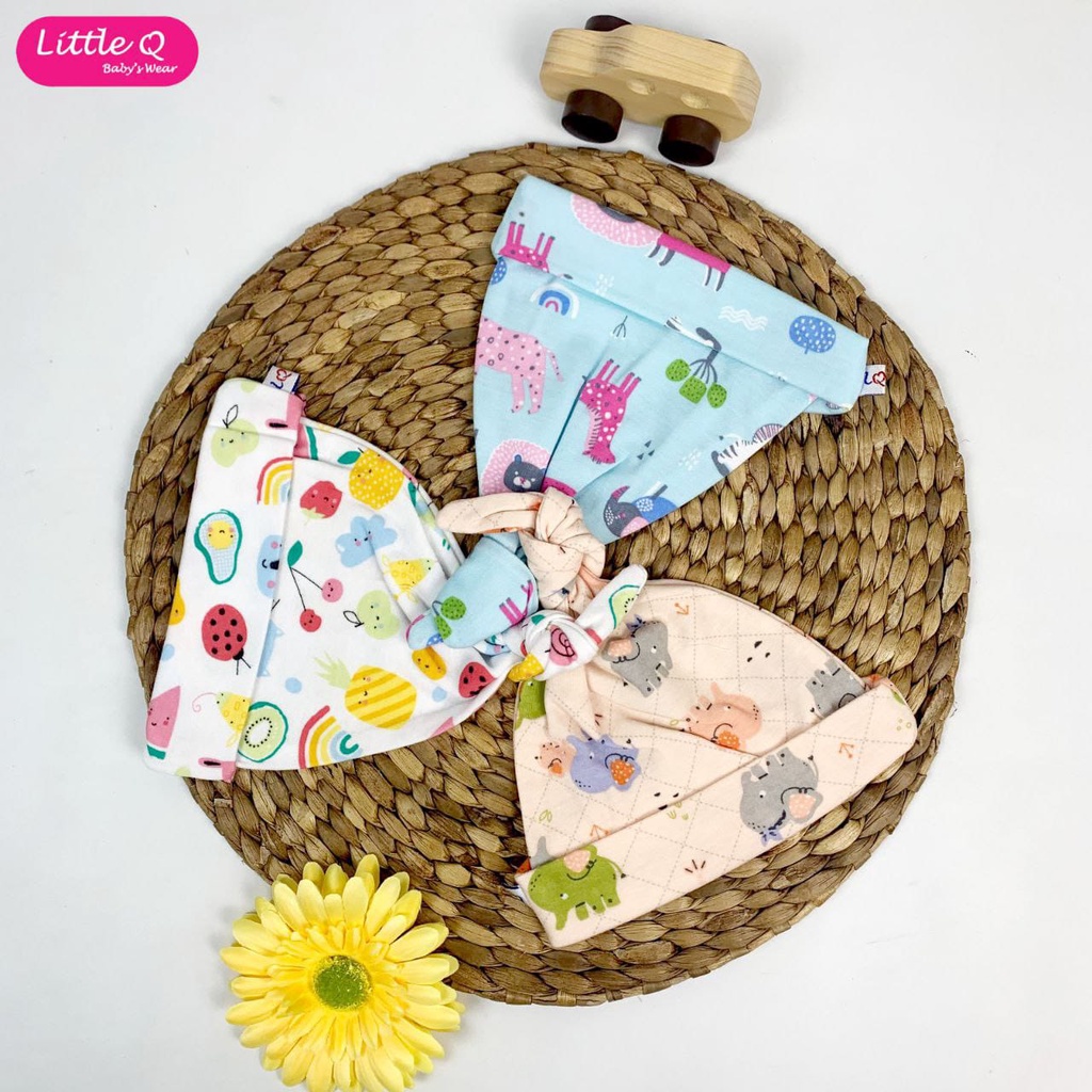 Little Q Topi Kucung Print Topi Bayi Motif Mix