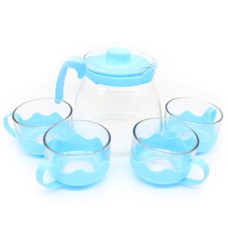 ORIGINAL TEA POT  SET 5 IN 1 TEKO DAN GELAS  KACA  SET TEKO 