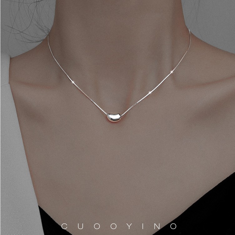 Kalung Rantai Sterling Silver 925 Dengan Liontin Kacang Polong Untuk Wanita