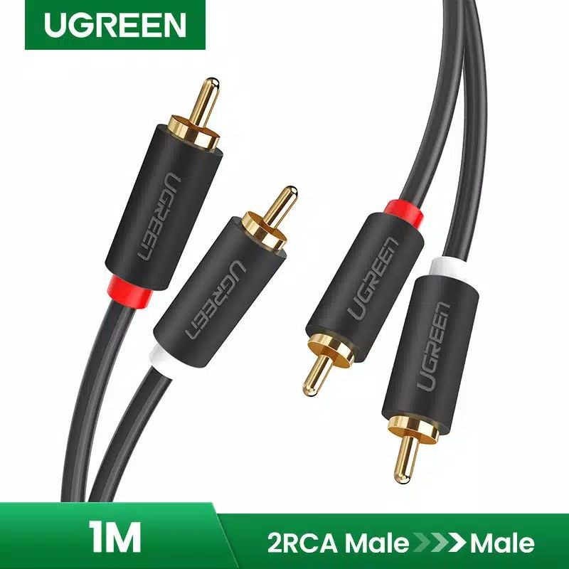 UGREEN Kabel Audio Stereo 2 RCA to 2 RCA L - R Gold Plated 1 / 2 / 3 / 5 METER