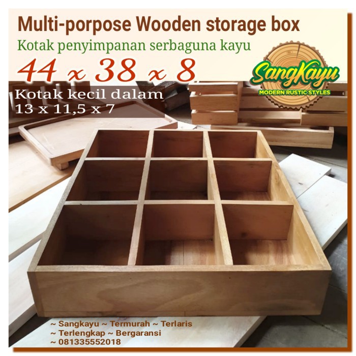 Storage box multifungsi kotak penyimpanan 44x38x8cm wooden storage box