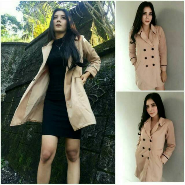 COAT WANITA JESSIE COKSU - Jaket Panjang Cewek Cream Korea Winter
