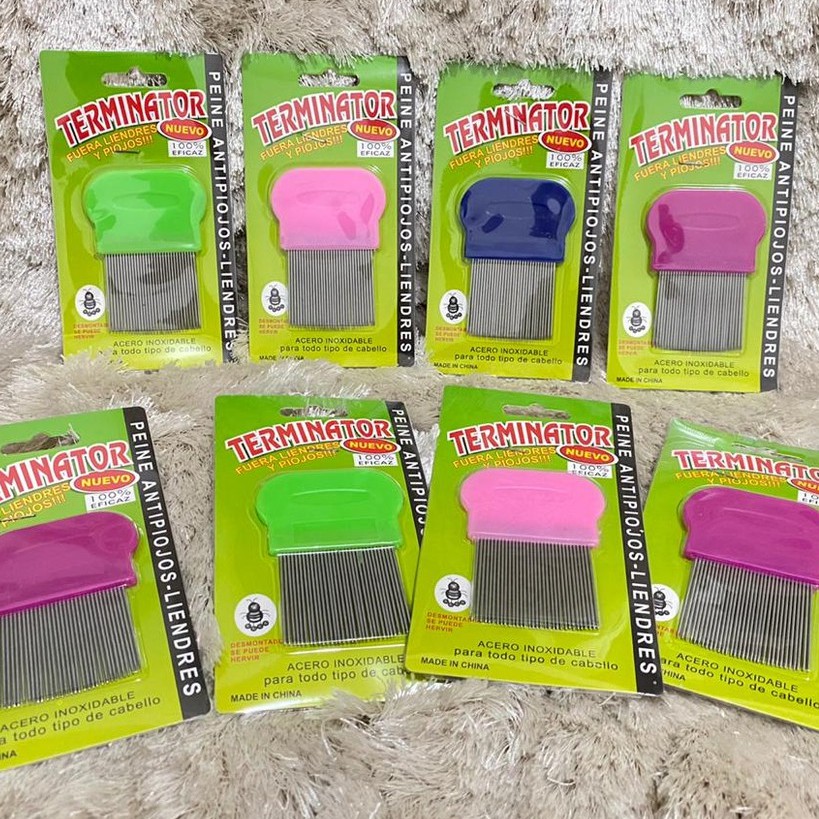 Sisir Serit Kutu Rambut / Suri Ketombe Besi Handle Plastik / Sisir Serit Ubur-ubur Logam Kerep Rapat / TV-16