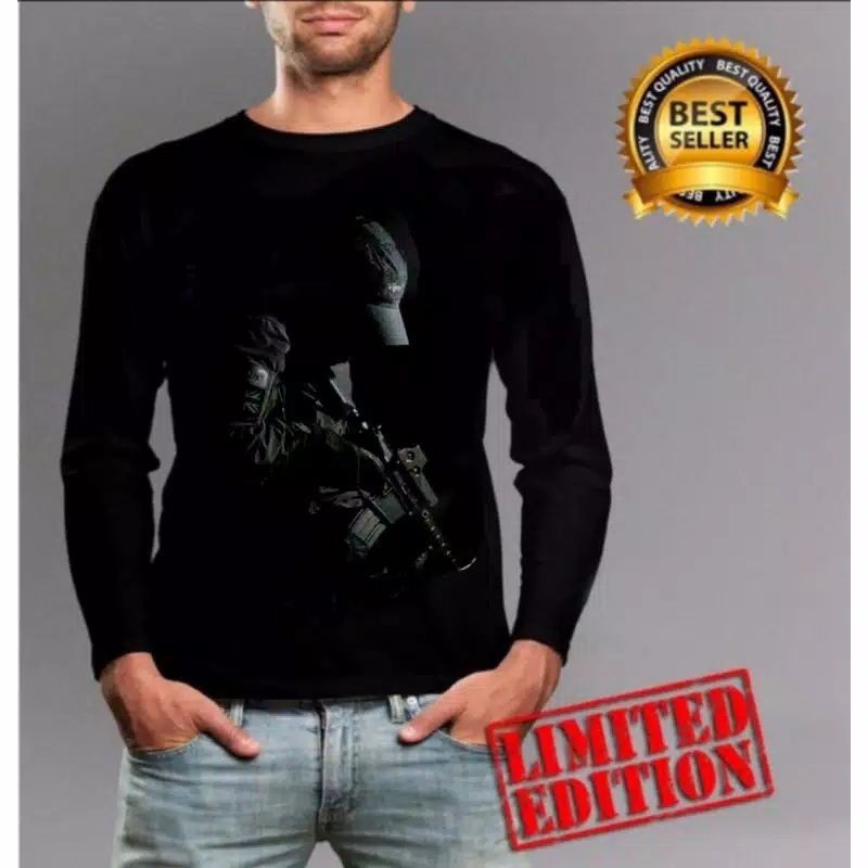 Kaos Panjang Pria Motif Sniper Keren
