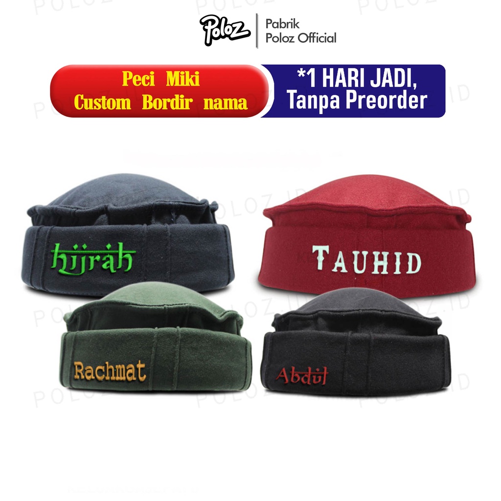 PECI PAKOL BORDIR NAMA ANAK DEWASA SATUAN TOPI TALIBAN PECI AFGANISTAN KOPEAH MURAH PECI ANAK DEWASA