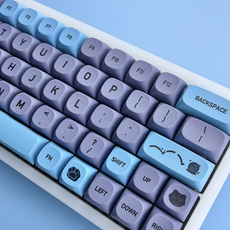 Blue Cat Key Cap PBT Keycap XDA Profile 9MM Height Hubcap DYE-SUB Keycaps For Mechanical Keyboard 61/64/84/96/98/87/104/125 Layout