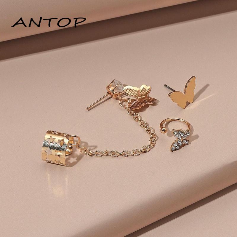 Butterfly Anting Klip Bentuk Kupu-Kupu Bahan Alloy