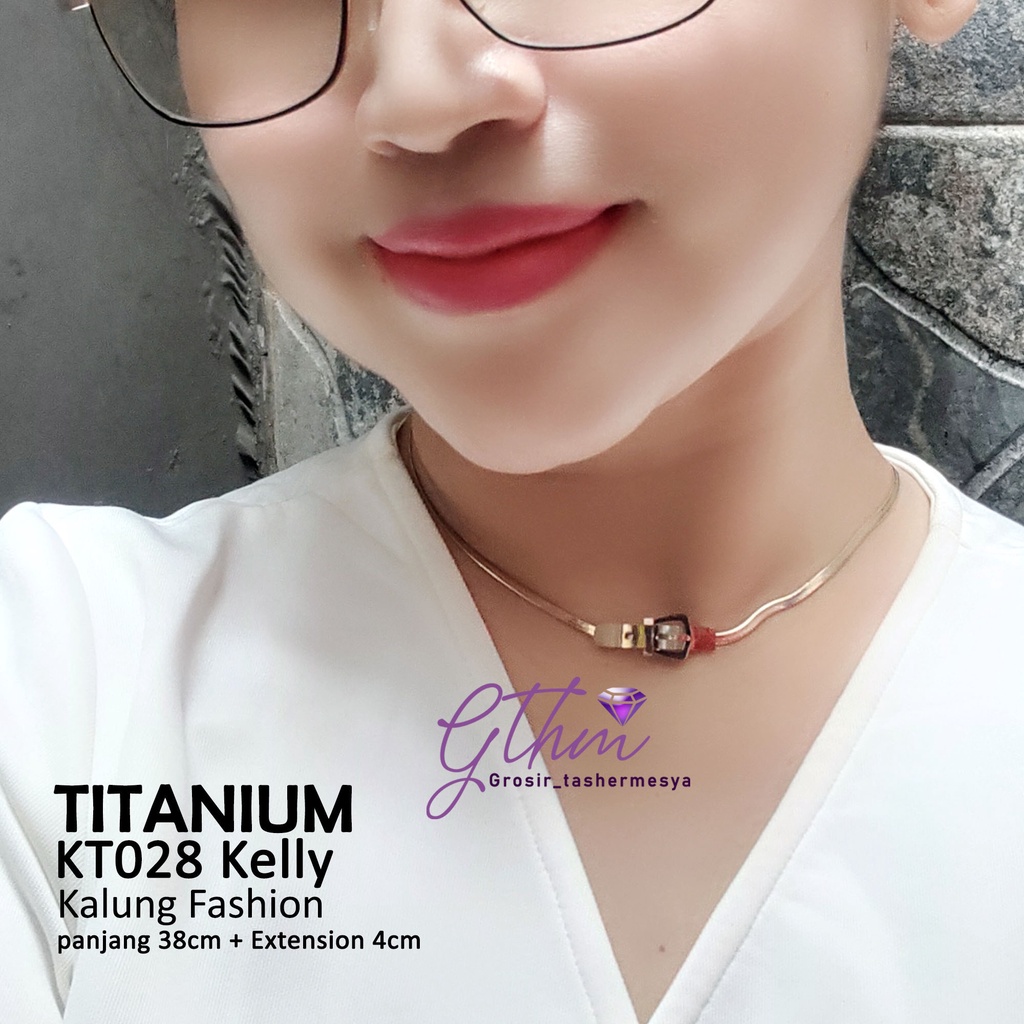 Kalung Titanium Branded Kelly Pipih Perhiasan Fashion Import Premium KT028 GTHM