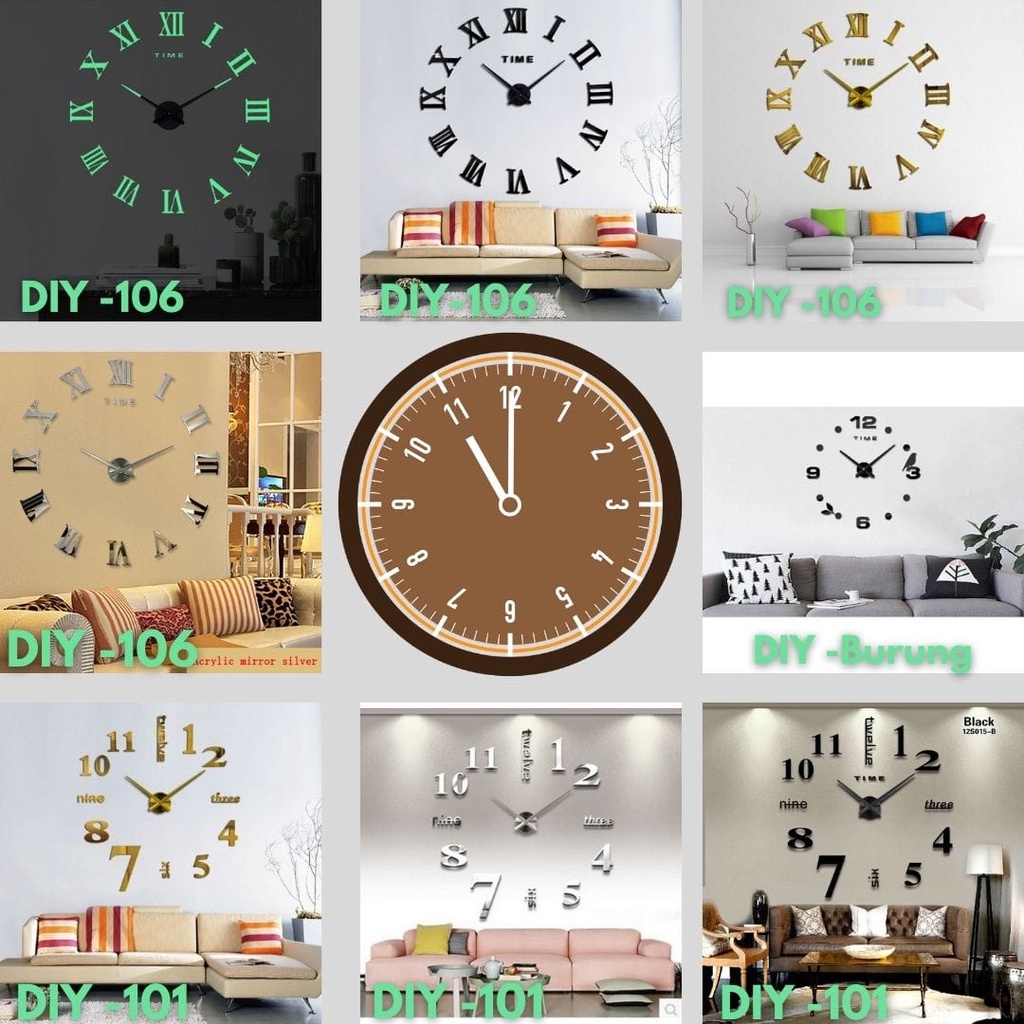 Jam Dinding Besar DIY Giant Wall Clock 80-130cm / Jam Dinding Aesthetic / Jam Dinding Tempel / Jam Dinding Unik