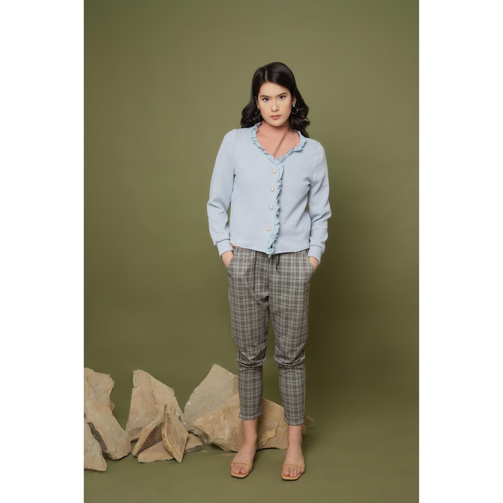 Peach Poppy Tira Cardigan - Outerwear Wanita Vintage Rajut Lengan Panjang