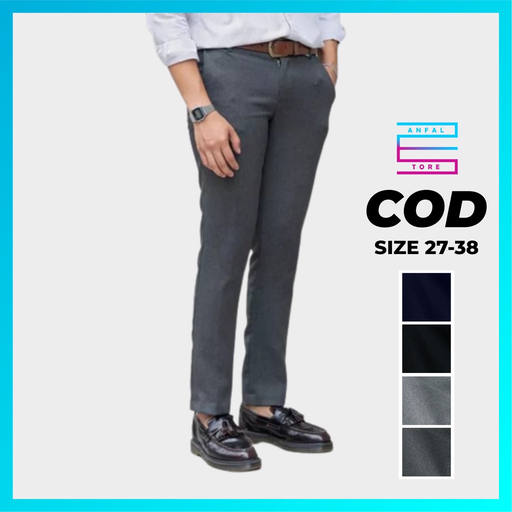 CELANA PANJANG FORMAL KERJA PRIA SLIMFIT BAHAN KAIN KATUN WOLL