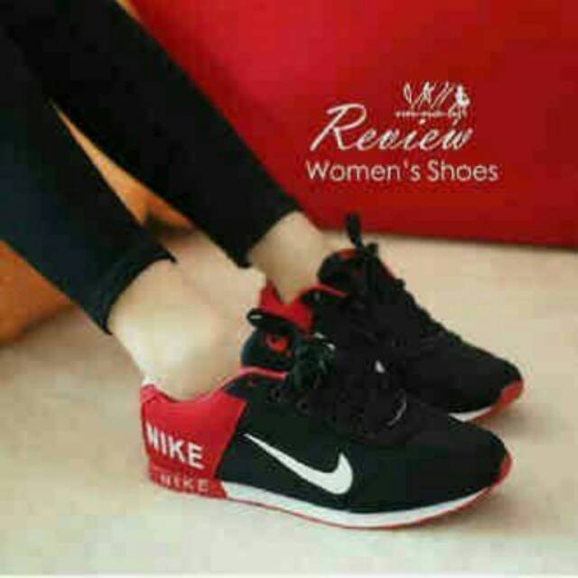 SPON NK HITAM MERAH / SEPATU NIKE MURAH / NIKE REPLIKA / SEPATU CEWEK / SEPATU TALI / SEPATU WANITA