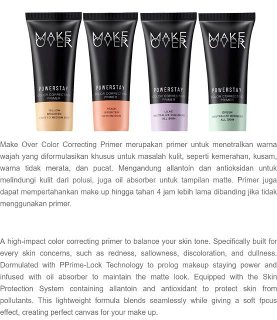 (SHARE IN JAR) MAKE OVER POWERSTAY COLOR CORRECTING PRIMER PEACH YELLOW GREEN LILAC