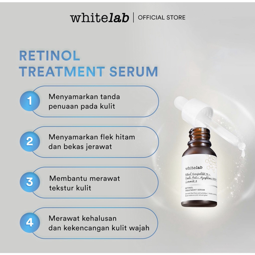 Whitelab Retinol Treatment Serum - Serum Anti Aging Kaya Antioksidan Samarkan Garis Halus Dan Flek Hitam Cocok Untuk Pemula