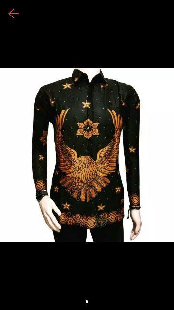 Kemeja Garuda Merah Batik Pria Lengan Panjang