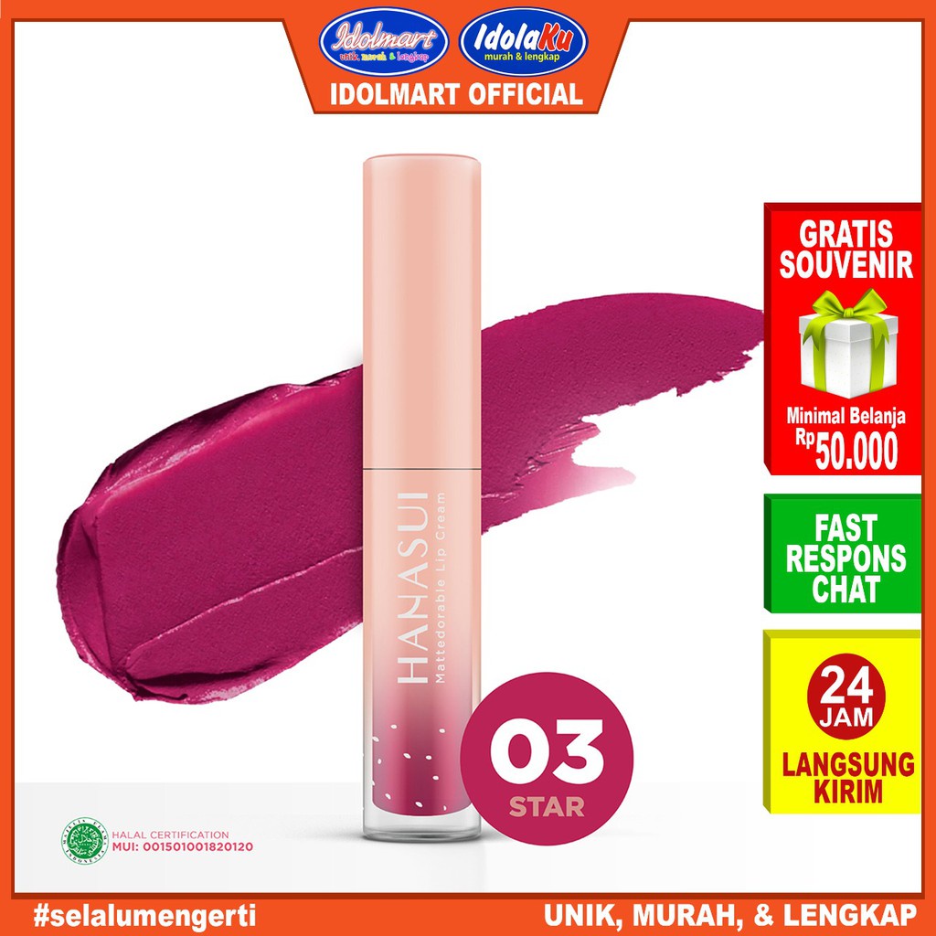 IDOLMART Hanasui Mattedorable Lip Cream - 03 Star Idolmart Surabaya