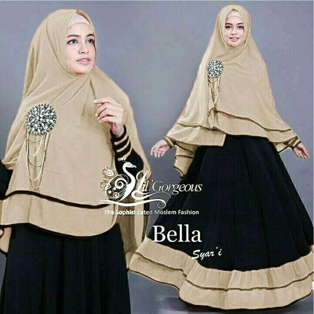 SYARI BELLA BLACK G gamis long dress hijab wanita muslimah model terbafu busui bagus harga murah t