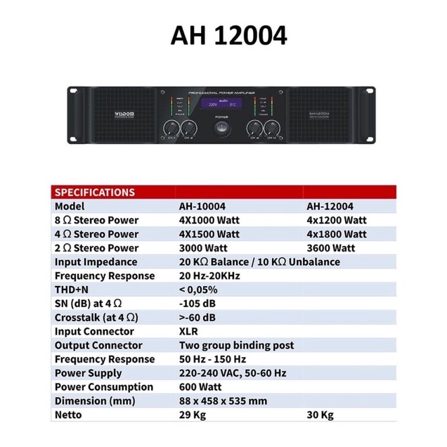 POWER WISDOM AH 12004 AH12004 AH-12004 12000 WATT X 4 ORIGINAL