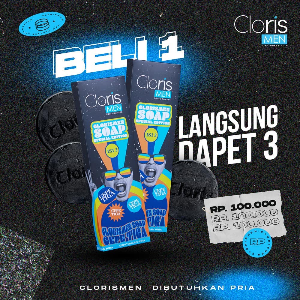 Clorismen PAKET CEPE TIGA Sabun Muka Pembersih Wajah Pria Cloris Men Soap Skincare Wajah Original