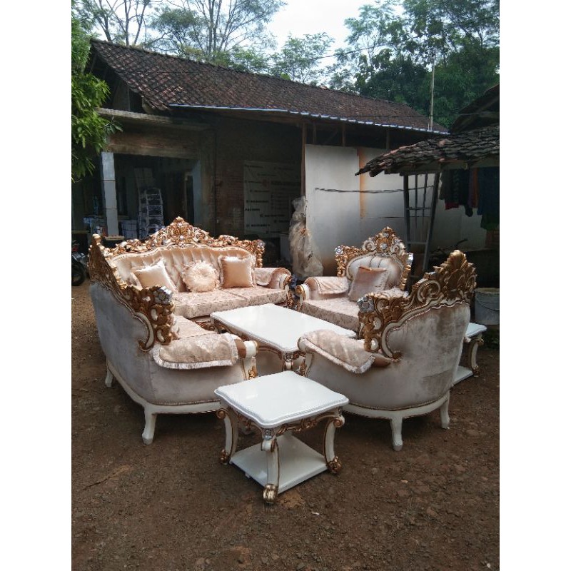 kursi tamu sofa barcelona ukir mewah