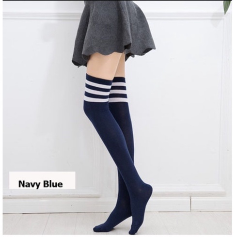 Kaos kaki  Wanita panjang sepaha di atas Lutut Over Knee Socks Korea polos strip sock-Motif 17