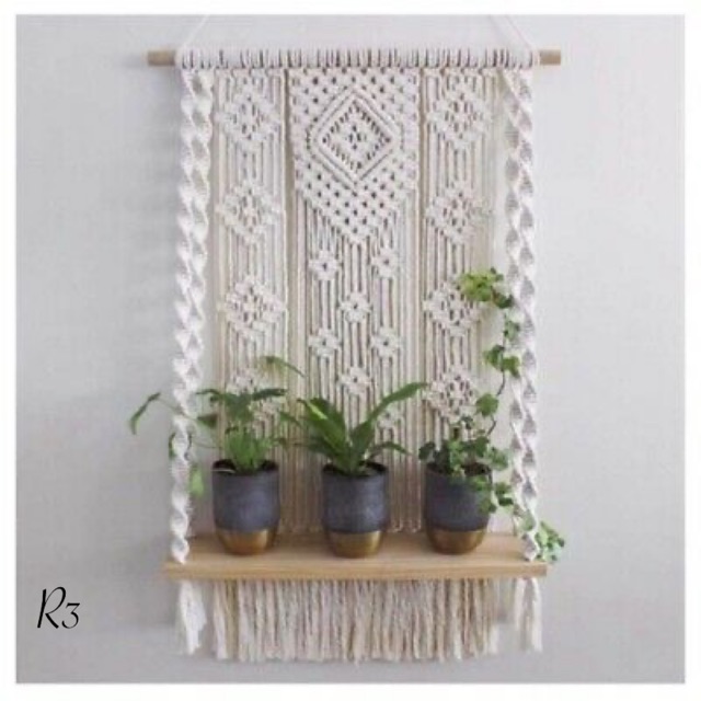 Rak dinding macrame gantung rak tanaman minimalis