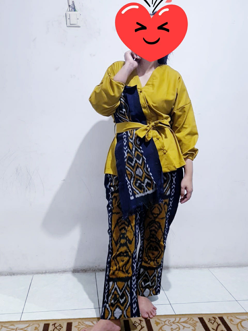 Set Tenun Lova Black Pink Yellow