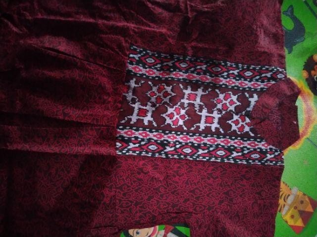 Batik Couple Keluarga Sania Ruffle Couple Batik Ori Ndoro Jowi Motif Mega Merah