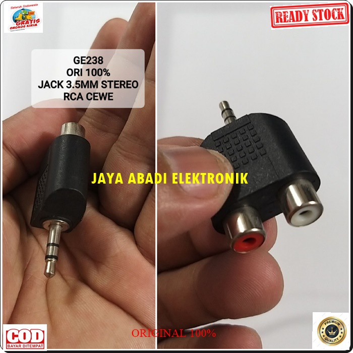 G238 Jack 3,5 mm cowo jek rca cewe adapter konektor sambungan splitter audio sound extension penyambung suara headset headphone converter female male canon aux dvd ampli stereo G238  Harga adalah satuan  JACK 3,5 MM COWO DAN RCA CEWE  BISA DIPAKA