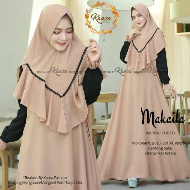 Gamis syari set polos gamis syari Original gamis branded Makaila Ori by Kanza