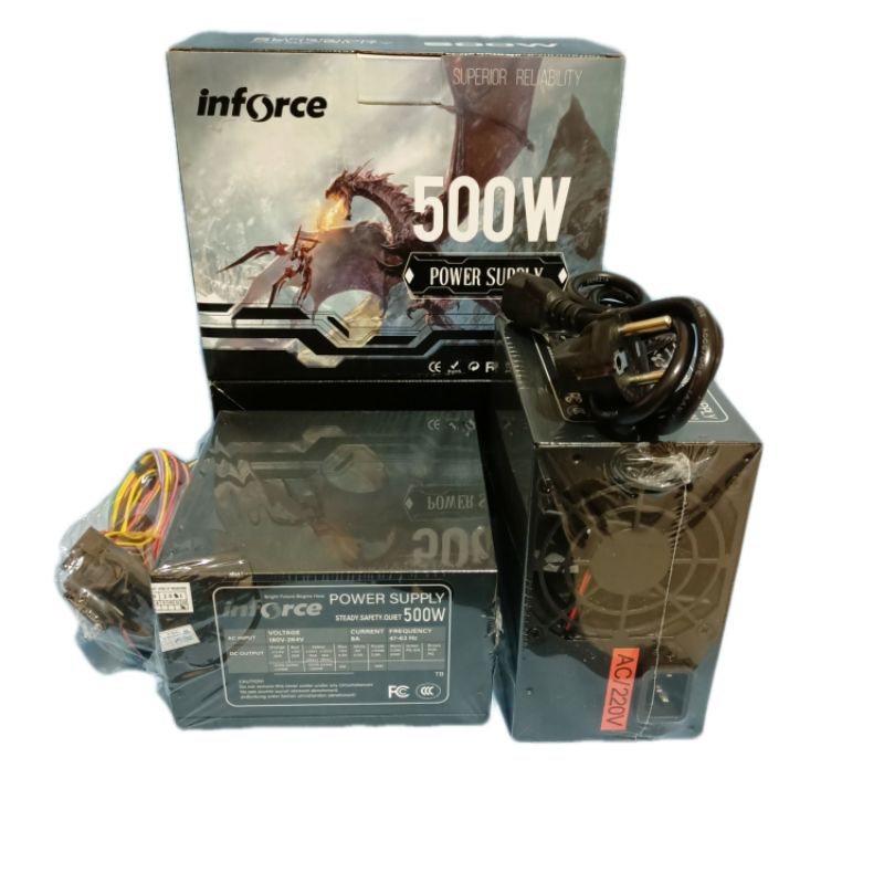 Power Supply 500W Black Inforce, Power Supply ATX Standart Pc Komputer