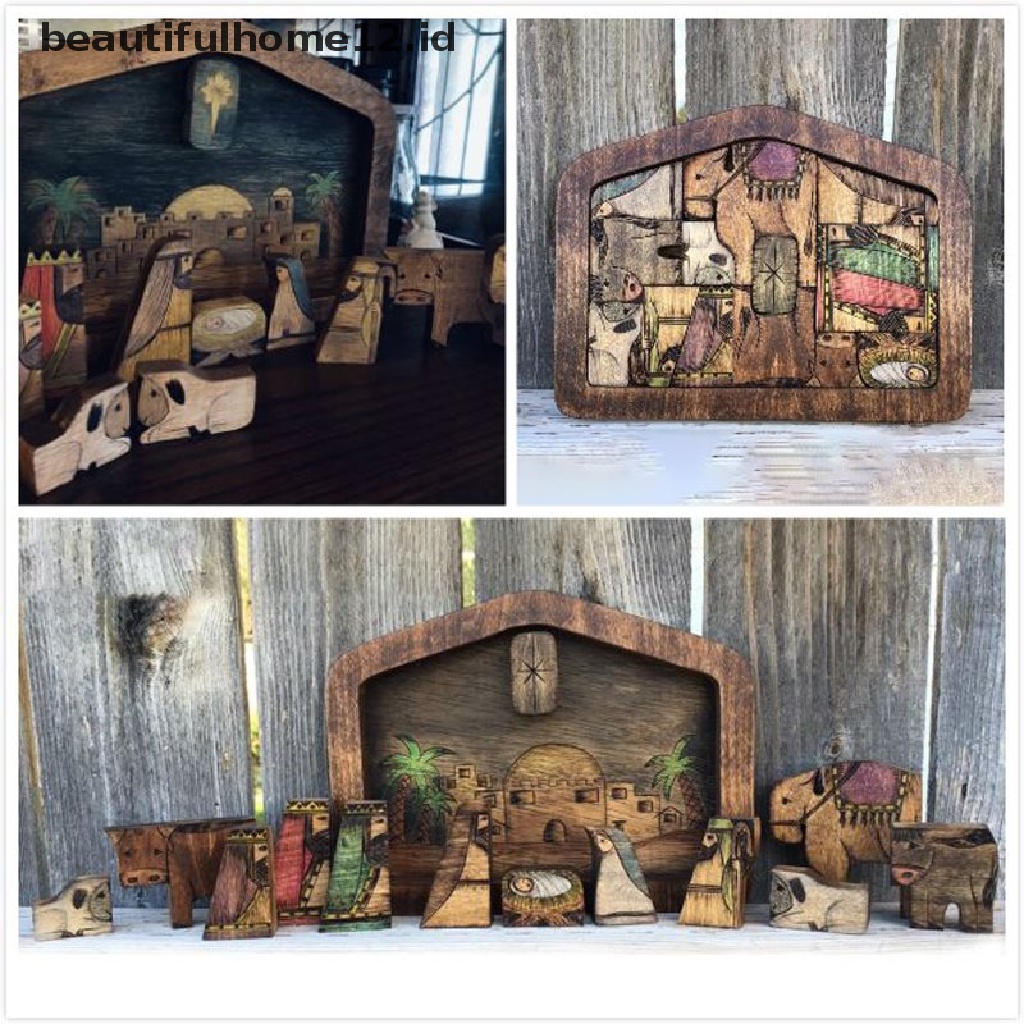 【beautifulhome12.id】 Wooden Jesus Puzzles Nativity Set Nativity Puzzle Puzzle Game Kids Desk Figurine .