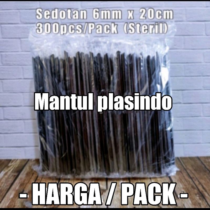 isi300pcs sedotan steril kopi / bungkus plastik 6mm x 20cm