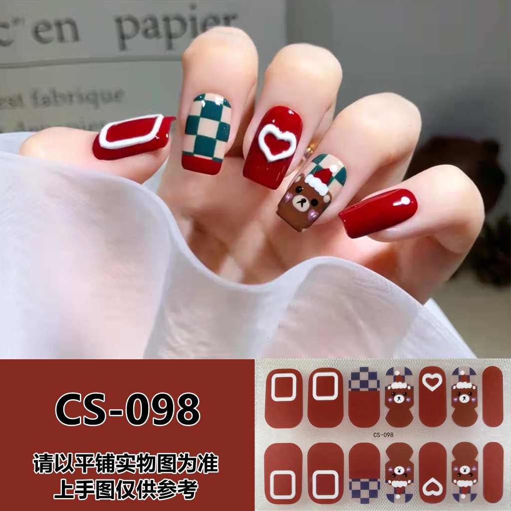 (Ready Stock) Stiker Kuku Motif Rusa / Snowflake / Pohon Natal / Berlian / Mutiara Untuk Dekorasi Nail Art / Manicure DIY