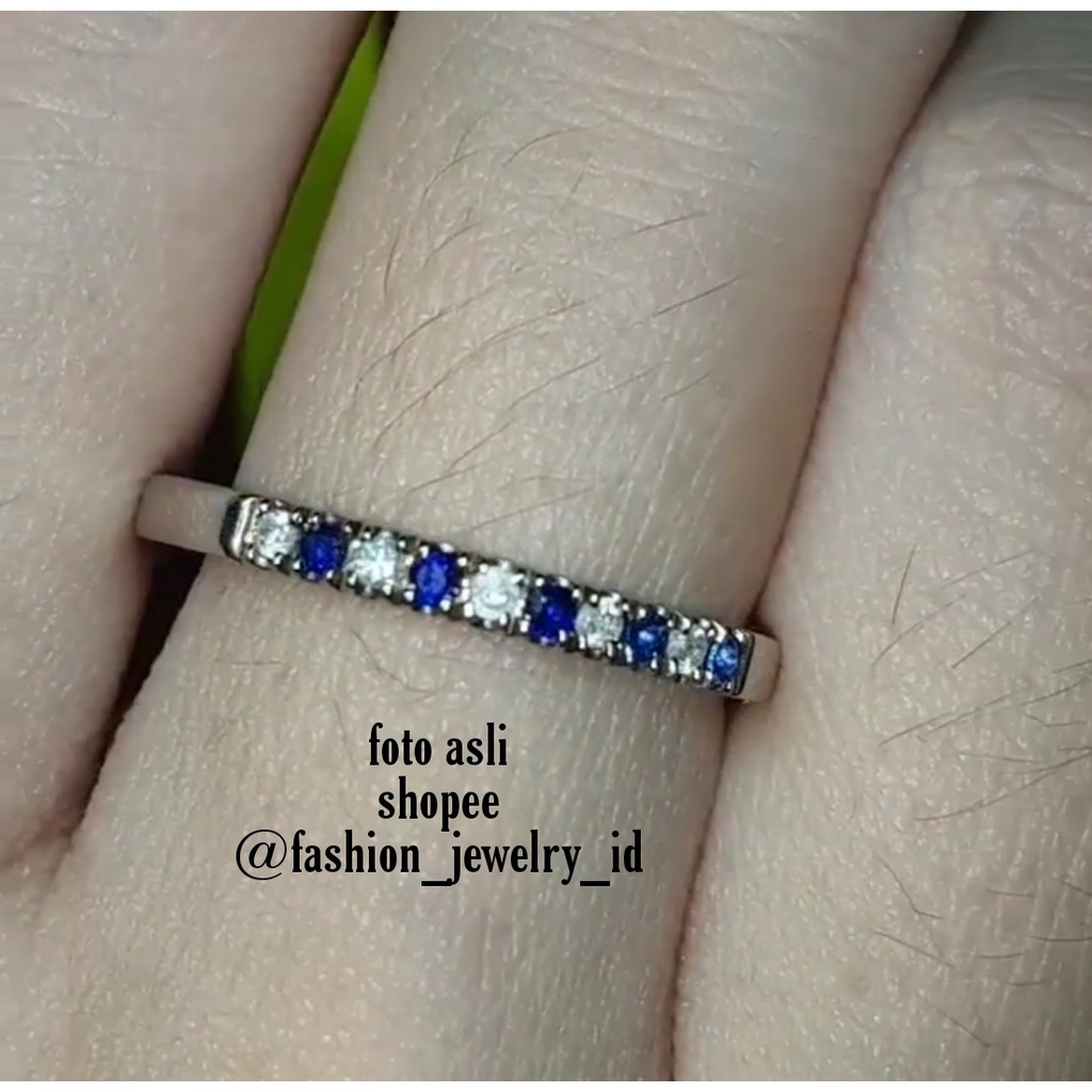 Cincin listring berlian eropa mix blue safir