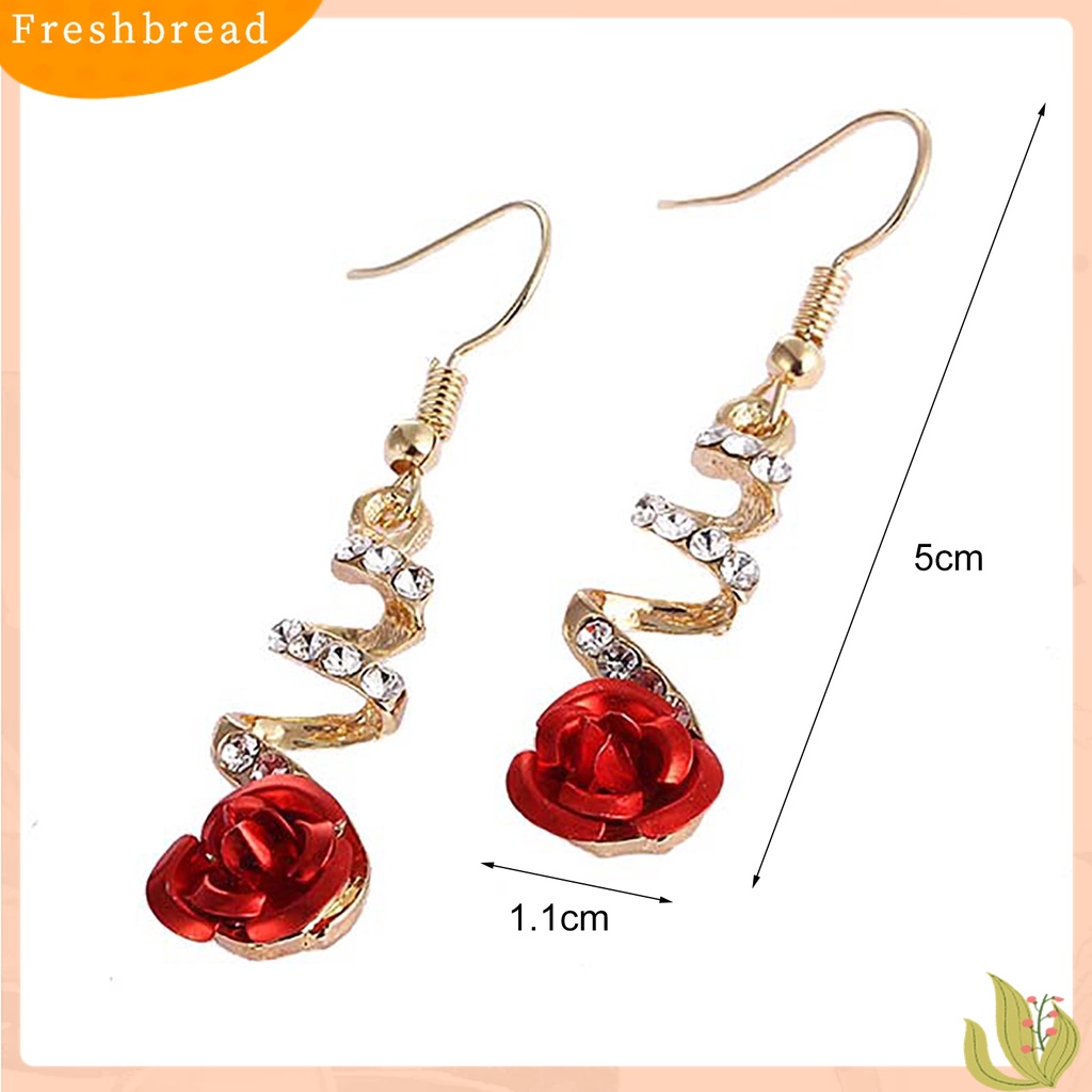 Terlaris 1 Pair Rose Flower Shape Women Earrings All-matched Elegant Spiral Long Dangle Earrings Jewelry Accessory