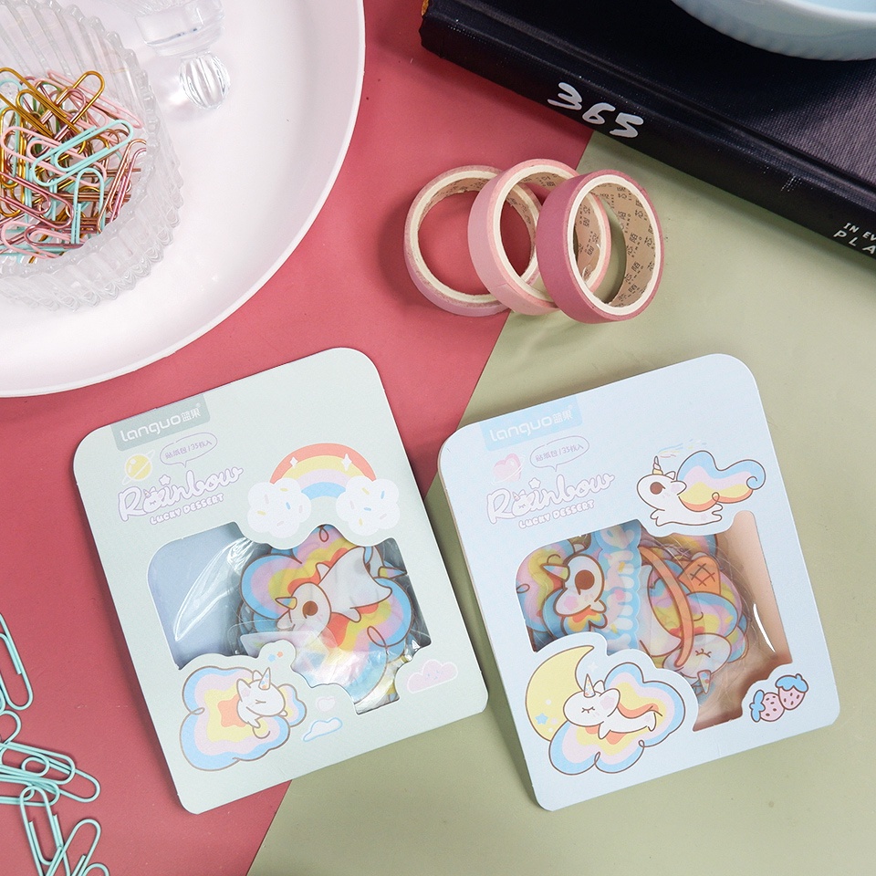 

Rainbow Lucky Unicorn Flake Sticker Set - Sticker Sekorasi