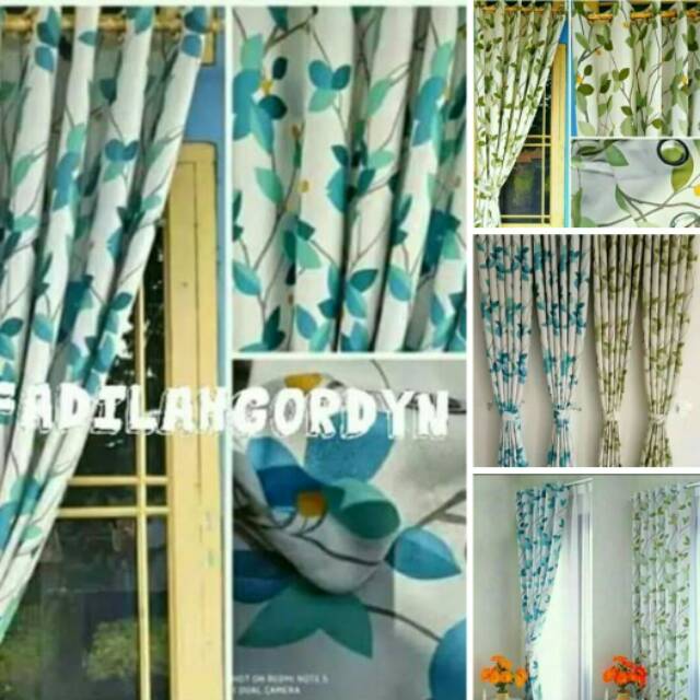 Gorden Blackout motif kangkung gorden smokring jendela/pintu