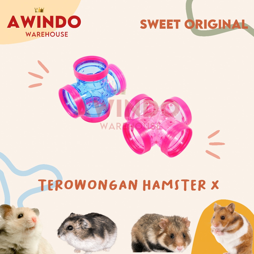 MAINAN HAMSTER TEROWONGAN TUNNEL LORONG HAMSTER BENTUK X SWEET ORI